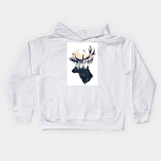 Deer Double Exposure Kids Hoodie